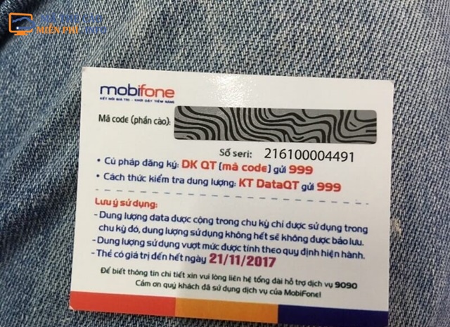 Thẻ cào điện thoại Mobifone miễn phí