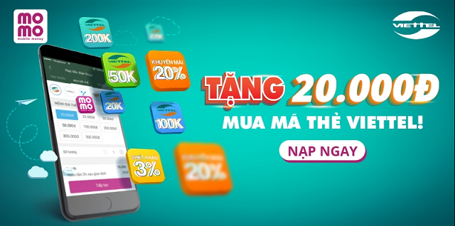 Thẻ cào điện thoại Viettel 20k miễn phí, free card sll