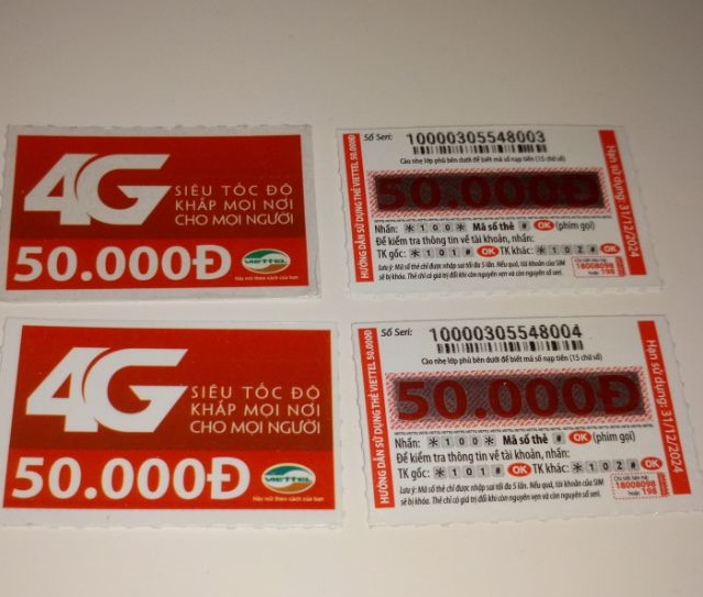 Thẻ cào điện thoại Viettel 50k miễn phí