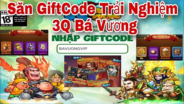 #500 Gift Code 3Q Bá Vương Free cập nhật mới nhất 2021