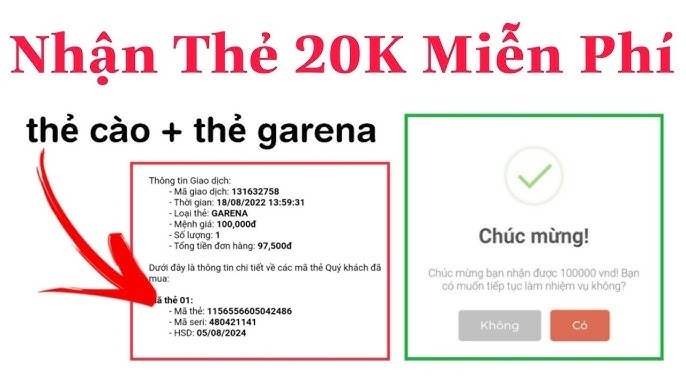 Tặng 30+ Thẻ Garena 20K Miễn Phí Có Số Seri | Free SLL