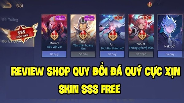 Nhận Skin SSS Liên Quân - Hướng dẫn nhận Skin SSS Hưu hạn và Vàng Free